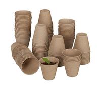 Relaxdays Set 120 Semilleros, Biodegradables, Macetas Semillas Redondas, Planteros Pequeñas Celulosa, 7,5x8 cm, Natural