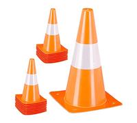 Relaxdays Set 18 Conos Señalización, Fútbol, Entrenamiento Perros, Pilones Tráfico 30 cm, Pivotes Reflectantes, Naranja