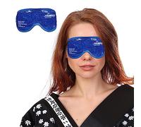 Relaxdays Set 2 Antifaces Perlas Gel Frío Ojos, Máscara Refrescante, Compresas Calor, Tiras con Cierre Contacto, Azul, Poliéster, 9 x 25 cm