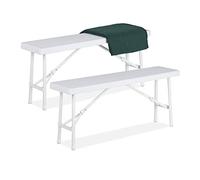 Relaxdays Set 2 Bancos Plegables Jardín, Asiento Terraza y Patio, Plástico, Banquillo Camping 42 x 100 x 25 cm, Blanco