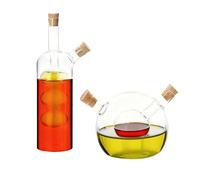 Relaxdays Set 2 Botellas vinagre y Aceite 2 en 1, Cristal Transparente | Dispensadores, 2 tamaños, con tapón de corcho