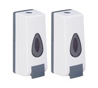 Relaxdays Set 2 Dispensadores de Jabón de Pared, 350 ml, Dosificadores Industriales Gel, 19 x 8 x 8 cm, Blanco y Gris