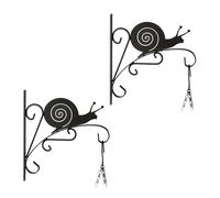 Relaxdays Conjunto FL Pack 2 Ganchos Macetas Pared, Colgadores Maceteros con Caracol, 30x30,5x2 cm, Perchas Jardín, Hierro, Negro