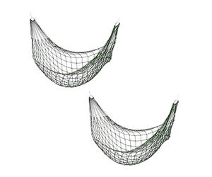 Relaxdays Set 2 Hamacas de Red, Cama Colgante Exterior Ligera, 1 Persona, Camping o Jardín, hasta 120 kg, Verde Oscuro