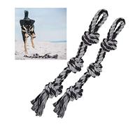 Relaxdays Set 2 Juguetes Mordedores Cuerda Perros Grandes, con Nudos, Morder, Tironear, Mordisquear, 70 cm, Negro/Gris