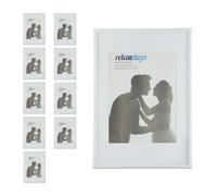 Relaxdays Set 2 Marcos Fotos, Formato A4, Fotografías, Láminas, Gráficos, para Pared o Superficies, Placa Vidrio, Blancos