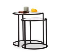Set 2 mesas auxiliares 8 kg vidrio templado mesas auxiliares modernas 42 cm