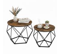Relaxdays Set 2 mesas de centro marrón,negro