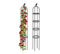 Relaxdays Set 2 Obelisco Flores, 188x30 cm, Soporte Plantas Trepadoras, Metal, Enrejado para Enredaderas, Tutor, Negro