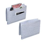 Relaxdays Set 2 organizadores de cama gris claro gris