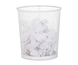 Relaxdays Set 2 Papeleras de Rejilla de Alambre, Cubo Papeles Dormitorio, Redondo, sin Tapa, Residuos Plástico, 28x26 cm, Blanco