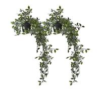 Relaxdays Set 2 plantas artificiales colgantes verde oscuro,negro