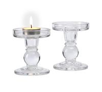 Relaxdays Set 2 portavelas de cristal transparente