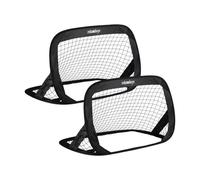 Relaxdays Set 2 Pop Up, Portería Desplegable para Jardín, Accesorio Fútbol con Bolsa, 77 x 122 x 83 cm, Negro, Juventud Unisex