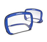 relaxdays Tor 2er Set 2 Porterías Plegables de Fútbol, Miniportería Pop Up, con Bolsa de Transporte y Estacas, 80x120x80cm, Azul, Color, 120 x 80 x 80 cm (10016739)