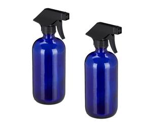 Relaxdays Set 2 pulverizadores agua cristal azules azul oscuro,negro
