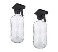 Relaxdays Set 2 pulverizadores agua cristal negro,transparente