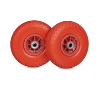 Relaxdays Set 2 ruedas carretillo PU 3.00-4 rojo