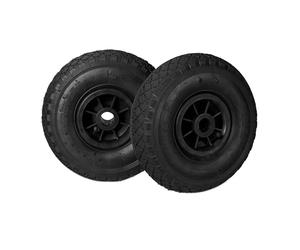 Relaxdays Set 2 Ruedas de Carretilla, 3.00-4, Neumático de Goma, Llanta de plástico, Eje de 25 mm, 260x85 mm, Negro