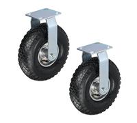 Relaxdays Set 2 Ruedas para Muebles, 3.00-4, Carga máx. 120 kg, Goma, Chapa de Acero, Neumático, Resistente, Negro/Plata