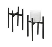 Relaxdays Set 2 Soportes Plantas Ancho Ajustable, 26x26-37x37cm, Portamacetas Metal, Estante Maceta, Negro, Hierro