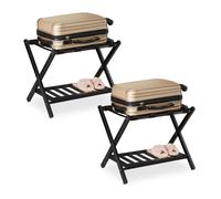 Relaxdays Set 2 soportes maletas plegables negros negro