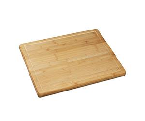 Relaxdays Set 2 Tablas Cortar Alimentos Borde Ranurado, Cubre Encimera, Protector Vitrocerámica, Bambú, 2 x 56,5 x 50 cm, Natural