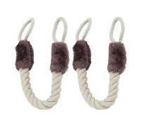 Relaxdays Tope Puerta Cuerda, 2, para Picaporte, Cordel Anticierre, 60 cm, Protección Niños y Mascotas, Beige/Marrón, Algodón, Türkordel Klemmschutz 2er Set Braun