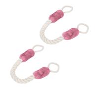 Relaxdays Set 2 Topes Puerta Cuerda, Sujetapuertas Cordel Marítimo, 60 cm, Protección Niños y Mascotas, Crema/Rosa, Algodón