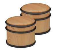 Relaxdays Set 2 topes para puerta efecto madera marrón claro,negro