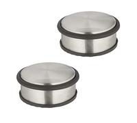 Relaxdays Set 2 topes puerta de acero inoxidable negro,plata