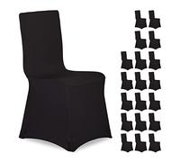 Relaxdays Set 20 Fundas Sillas, Forros Elásticos Asientos, sin Reposabrazos, Decorativos, Bodas, Eventos, Negro