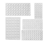 Relaxdays Goma Unidades 222 Lágrimas Silicona Autoadhesivas, Topes Amortiguadores 5 Tamaños, Protectores Puertas/Placas, Transparente, 4 x 13 x 13 mm
