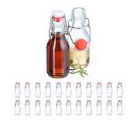 Relaxdays Set 24 botellas 100 ml tapón mecánico blanco,rojo,transparente