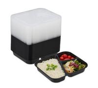 Relaxdays Set 24 fiambreras plástico meal prep negro,transparente