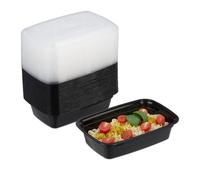 Relaxdays Set 24 fiambreras plástico meal prep negro,transparente