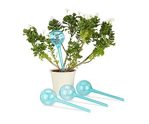 Relaxdays Set 24 Globos Autorriego para Macetas Celeste, Riego Dosificado Plantas Durante 2 Semanas 250 ml, Plástico, Azul Claro