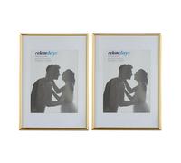 Relaxdays Set 24 Marcos Fotos A4, Cuadro para Certificados, Gráficos, para Pared o Sobremesa, Paspartú, Placa Vidrio, Dorado