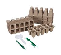 Relaxdays Set 240 Semilleros, Incluye Accesorios, Biodegradables, Macetas de Cultivo, 5 x 3,5 x 3,5 cm Aprox., Marrón