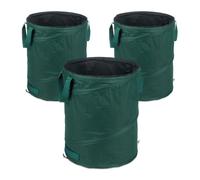 Relaxdays Bolsas Jardín, Auto-desplegables, Set3, 90L, Sacos Hojas PopUp, Asas, Resistente Rayos UV, Impermeables, Verde
