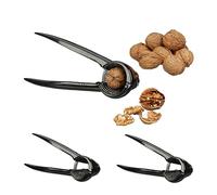 Relaxdays Set 3 Cascanueces, Partenueces, 6 x 18,5 x 7,5 cm, Abridor Almendras Metal, para Amantes Frutos Secos, Negro