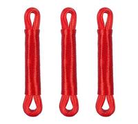 Relaxdays Set 3 Cuerdas Tendedero 20 m, Cordeles Colgar Ropa, de Poliéster y PVC, Tensables, Extra Resistentes, Rojo