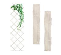 Relaxdays Set 3 Guías Plantas Trepadoras, Celosías Extensibles, Enrejado Enredaderas Pared, 180 x 60 cm, Madera, Natural