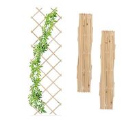 Relaxdays Set 3 Guías Plantas Trepadoras, Celosías Extensibles, Enrejado Enredaderas Pared, 180 x 60 cm, Madera, Natural