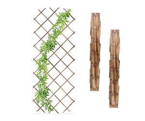 Relaxdays Set 3 Guías Plantas Trepadoras, Celosías Extensibles, Enrejado Enredaderas Pared, 180x90 cm, Madera, Natural