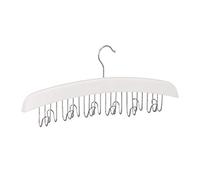 Relaxdays Set 3 Perchas Cinturones 12 Ganchos, Colgador Giro 360° para Accesorios, Madera, 17,5 x 43 x 5,5 cm, Blanco y Plateado