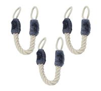 Relaxdays Set 3 Topes para Puerta Cuerda, Sujetapuertas Cordel Marítimo, 60 cm, Protección Niños y Mascotas, Beige/Gris