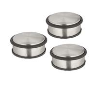 Relaxdays Set 3 Topes Puerta, 4,5x10,5cm, Plano y Pesado, Antideslizante, Sujetapuertas Acero Inoxidable, Plateado/Negro