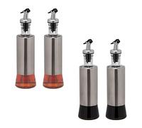 Relaxdays Set 4 Aceiteras y Vinagreras, Botellas Cristal Vacías, 300ml, Dispensador Aceite Oliva y Vinagreta, Plateado