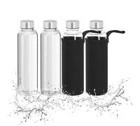 Relaxdays Set 4 botellas agua reutilizables 500 ml negro,plata,transparente
